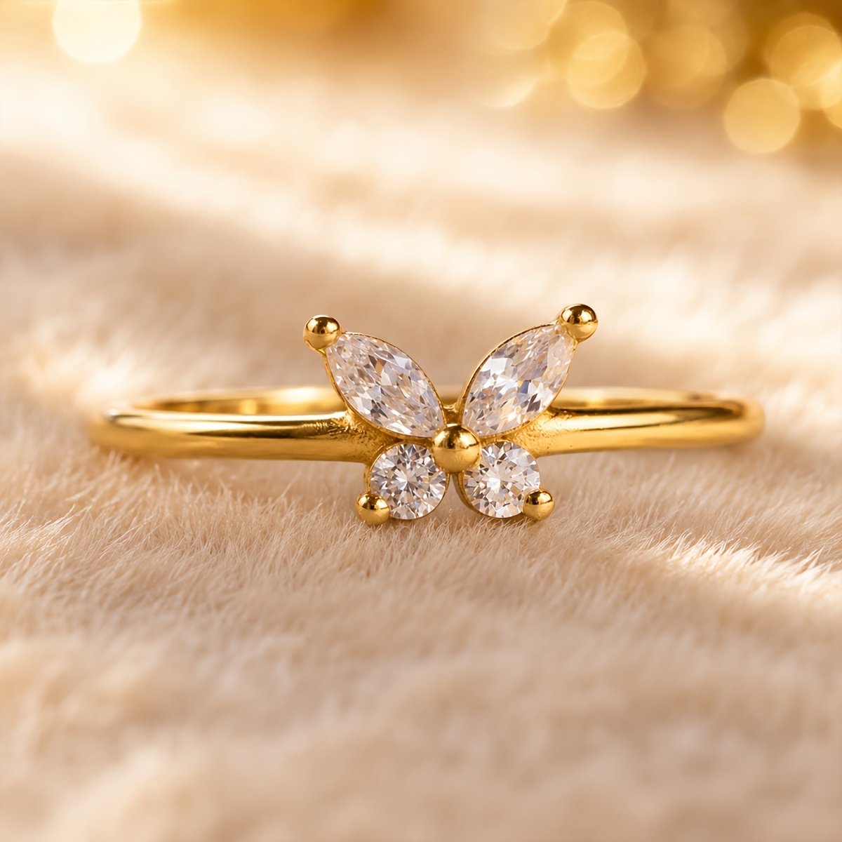 18K Gold-Plated Copper Stackable Rings, Butterfly Infinity Set